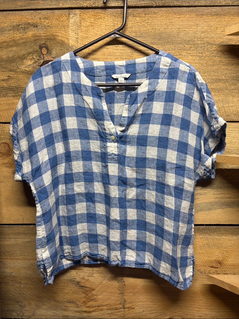 L.L. Bean Signature Gingham Short-Sleeve Tunic Top